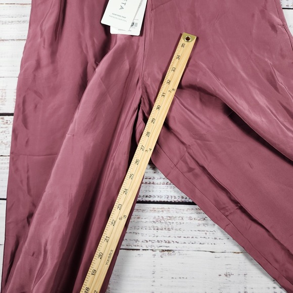 NWT Athleta Calm Cool Pants Womens Large Wide Leg Cupro Mauve Relaxed Fit - Picture 9 of 12